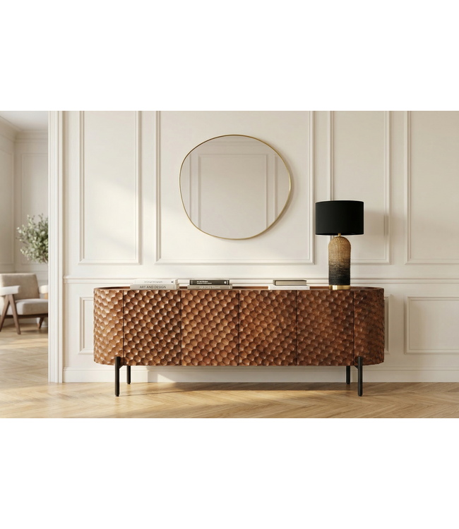 Invicta Interior TV-bord ADLON 160 cm 3D massief mangohout met zwart frame - 47584