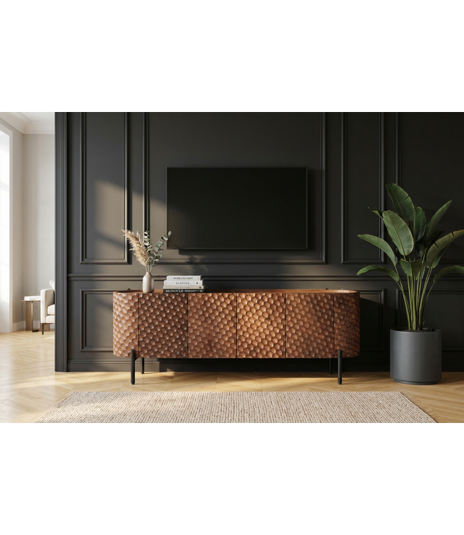 Invicta Interior TV-bord ADLON 160 cm 3D massief mangohout met zwart frame - 47584