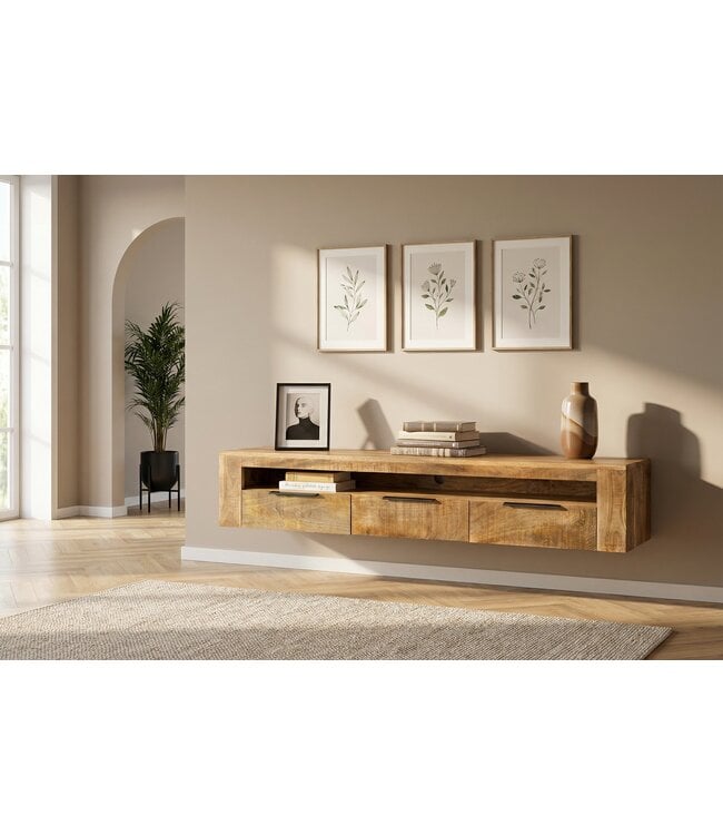 Invicta Interior TV-bord IRON CRAFT 160cm hangend mangohout naturel - 46809