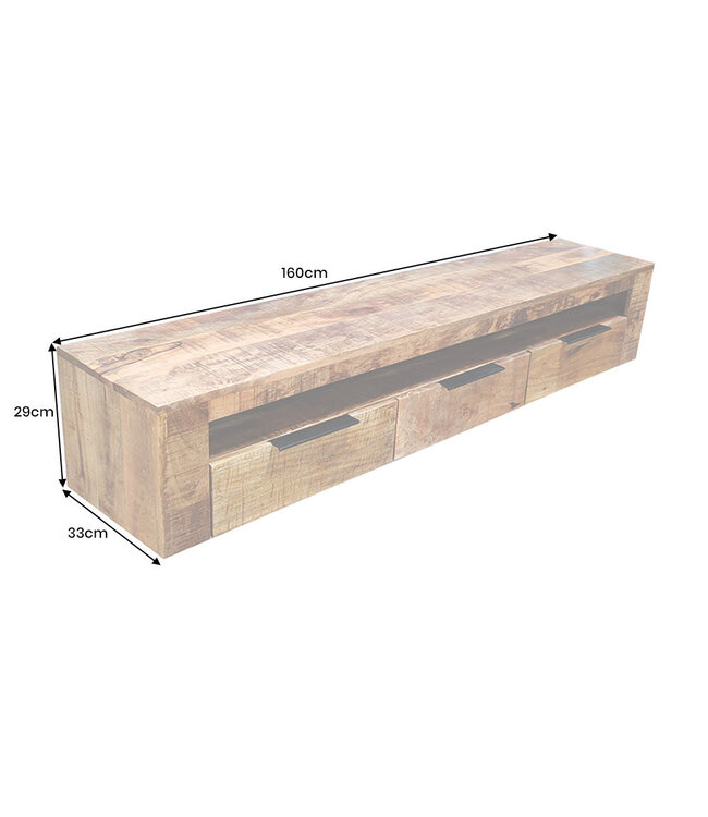 Invicta Interior TV-bord IRON CRAFT 160cm hangend mangohout naturel - 46809