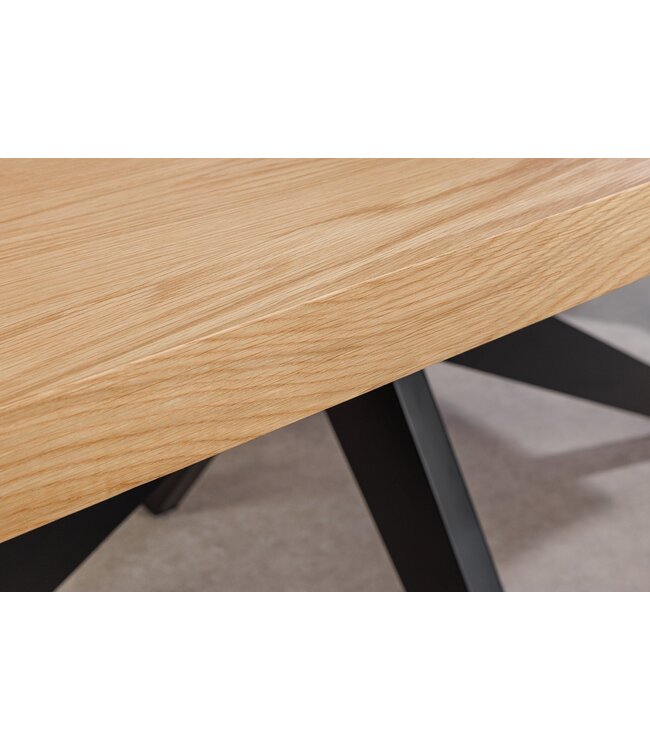 Invicta Interior Eettafel ZEUS 200 cm, natuurlijke eikenhoutlook met zwart metalen frame - 46574