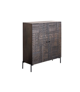 Invicta Interior Highboard TRIBAL 120 cm 3D antieke look mangohout donkerbruin - 45996