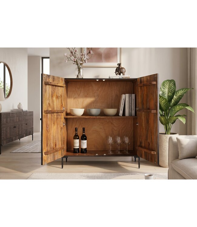 Invicta Interior Hoog bord TRIBAL 120 cm 3D antieke look mangohout donkerbruin - 45996