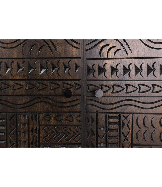 Invicta Interior Hoog bord TRIBAL 120 cm 3D antieke look mangohout donkerbruin - 45996