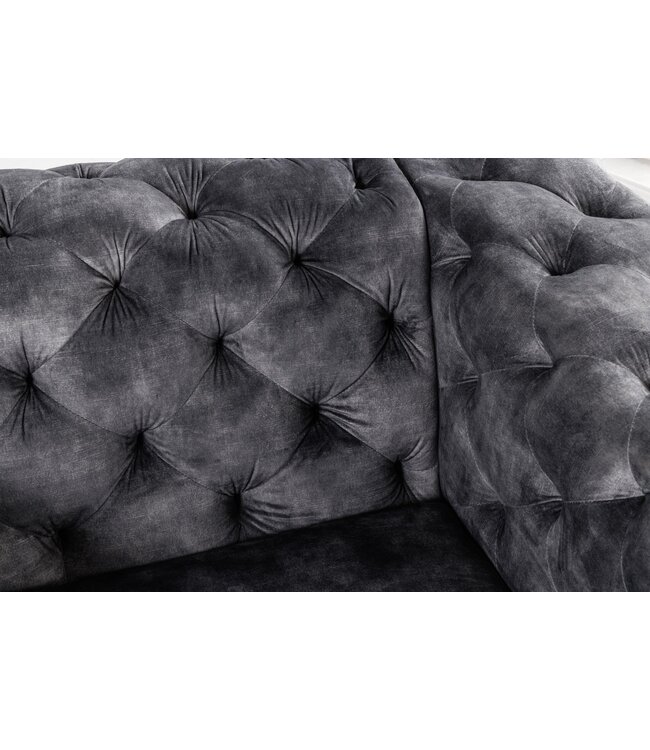 Invicta Interior Moderne barokke fauteuil in Chesterfield-stijl, 120 cm, grijs fluweel - 45977