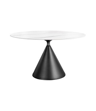 Invicta Interior Eettafel SIGNATURE 135 cm rond, zwart metalen frame met wit keramisch marmeren blad - 47471