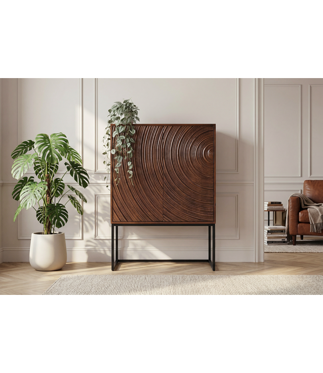 Invicta Interior Highboard ORBIT 120 cm 3D bruin mangohout - 47626