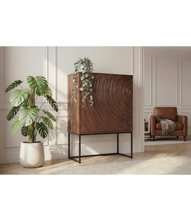 Invicta Interior Highboard ORBIT 120 cm 3D bruin mangohout - 47626