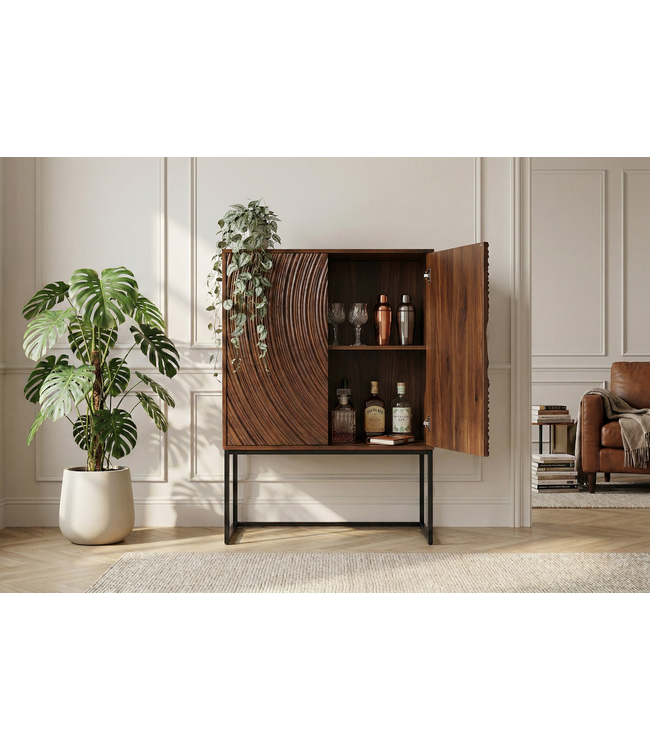 Invicta Interior Highboard ORBIT 120 cm 3D bruin mangohout - 47626