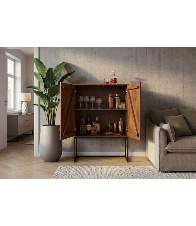 Invicta Interior Highboard ORBIT 120 cm 3D bruin mangohout - 47626