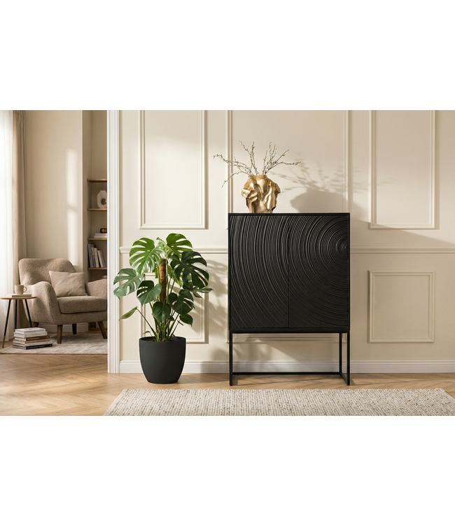 Invicta Interior Highboard ORBIT 120cm 3D optik mangohout zwart - 47606