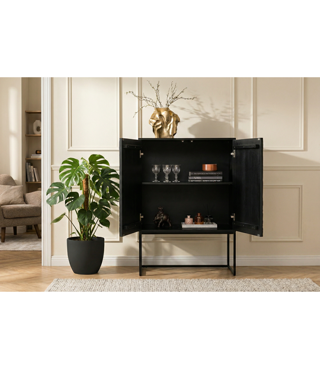 Invicta Interior Highboard ORBIT 120cm 3D optik mangohout zwart - 47606