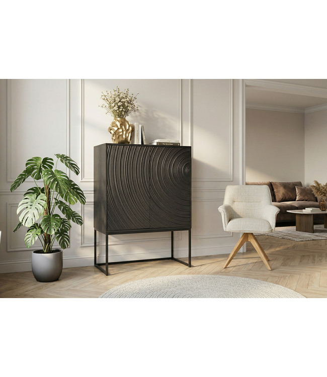 Invicta Interior Highboard ORBIT 120cm 3D optik mangohout zwart - 47606