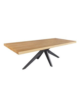 Invicta Interior Eettafel ZEUS 240 cm, natuurlijke eikenhoutlook met zwart metalen frame - 46565