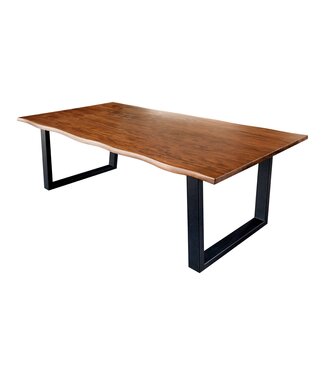 Invicta Interior Eettafel GENESIS 180 cm 35 mm acaciahout bruin met zwart ijzeren frame - 44952