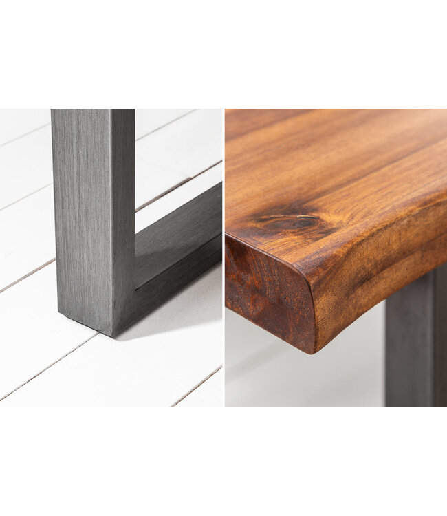 Invicta Interior Eettafel GENESIS 180 cm 35 mm acaciahout bruin met zwart ijzeren frame - 44952