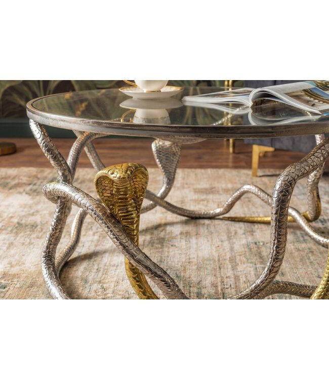 Invicta Interior Salontafel COBRA 70 cm zilvergoud met glazen blad - 45742