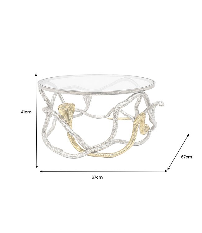 Invicta Interior Salontafel COBRA 70 cm zilvergoud met glazen blad - 45742