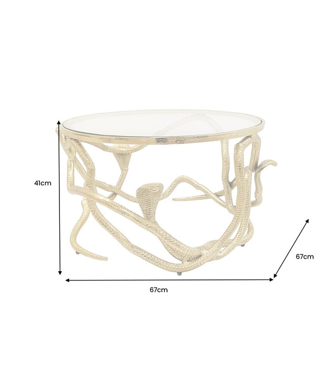 Invicta Interior Salontafel SNAKE 70cm goud met glazen blad - 45743
