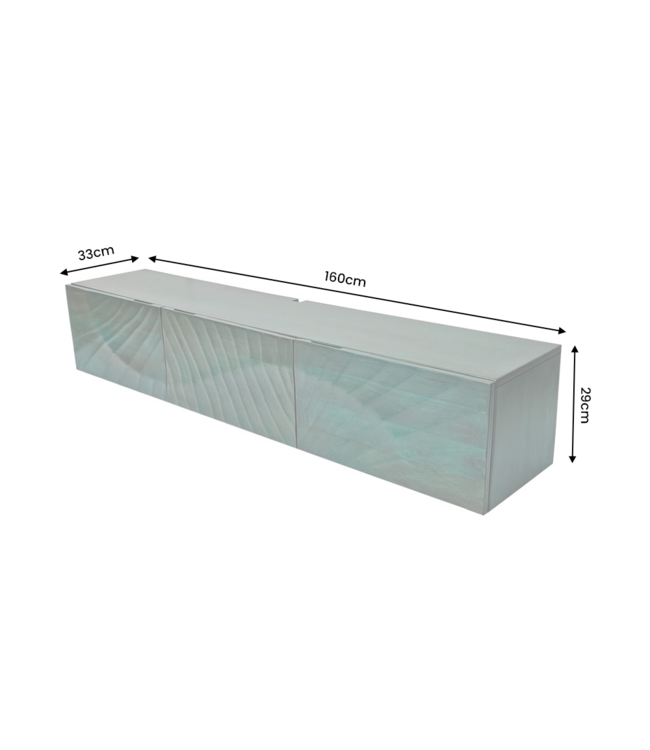 Invicta Interior TV-bord SCORPION 160 cm 3D hangend mangohout turquoise - 48408