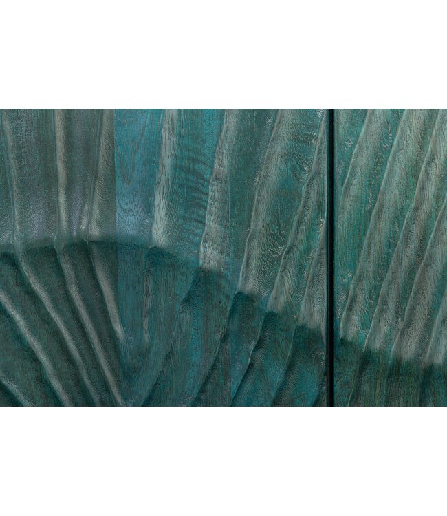 Invicta Interior Highboard SCORPION 120 cm 3D mangohout turquoise metalen frame goud - 48407