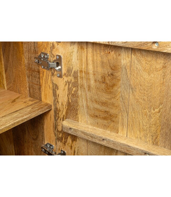 Invicta Interior Highboard SCORPION 120 cm 3D mangohout turquoise metalen frame goud - 48407