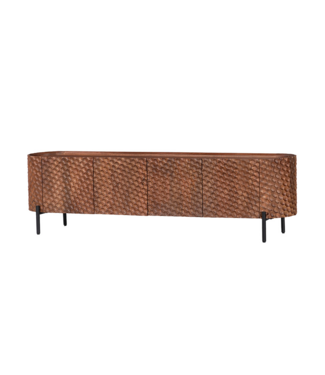 Invicta Interior TV-bord ADLON 200 cm 3D massief mangohout met zwart frame - 47585