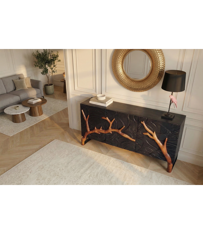 Invicta Interior Dressoir FOREST 160 cm 3D mangohout zwartbruin - 46199