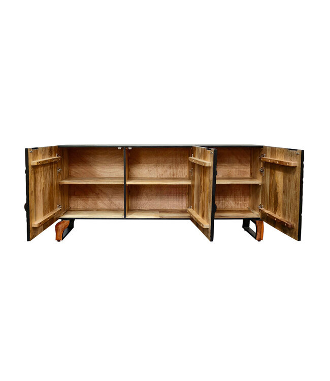 Invicta Interior Dressoir FOREST 160 cm 3D mangohout zwartbruin - 46199