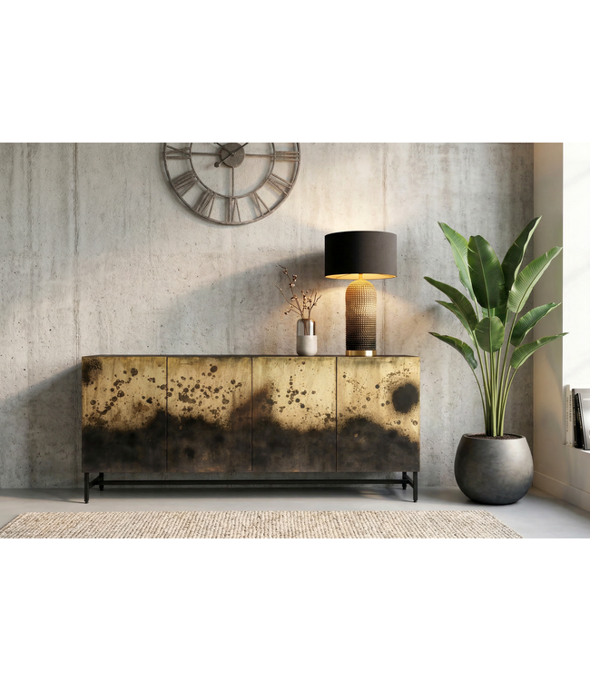 Invicta Interior Dressoir OXID 180cm metaal zwart goud massief mangohout - 47587