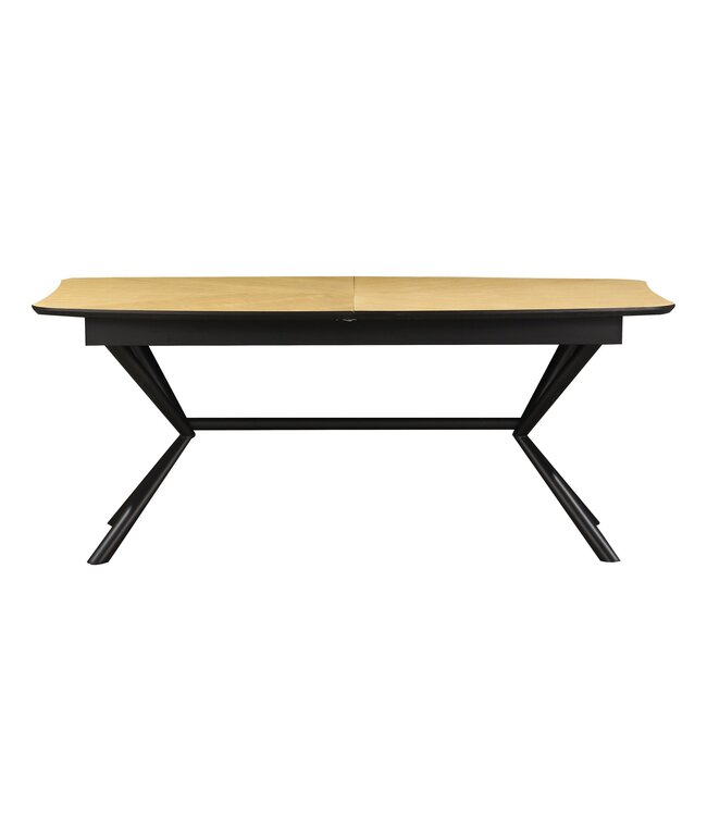 Invicta Interior Eettafel GRANDEZZA 180-270 cm uitschuifbaar, natuurlijke eikenhoutlook met zwart metalen frame - 46554