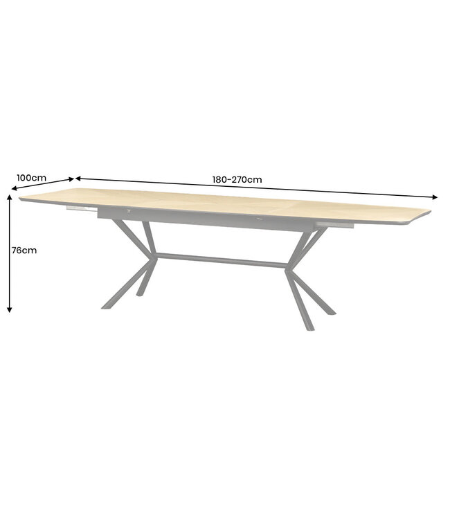 Invicta Interior Eettafel GRANDEZZA 180-270 cm uitschuifbaar, natuurlijke eikenhoutlook met zwart metalen frame - 46554
