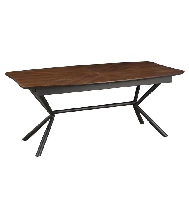 Invicta Interior Eettafel GRANDEZZA 180-270 cm uitschuifbaar, natuurlijke walnootlook met zwart metalen frame - 46568
