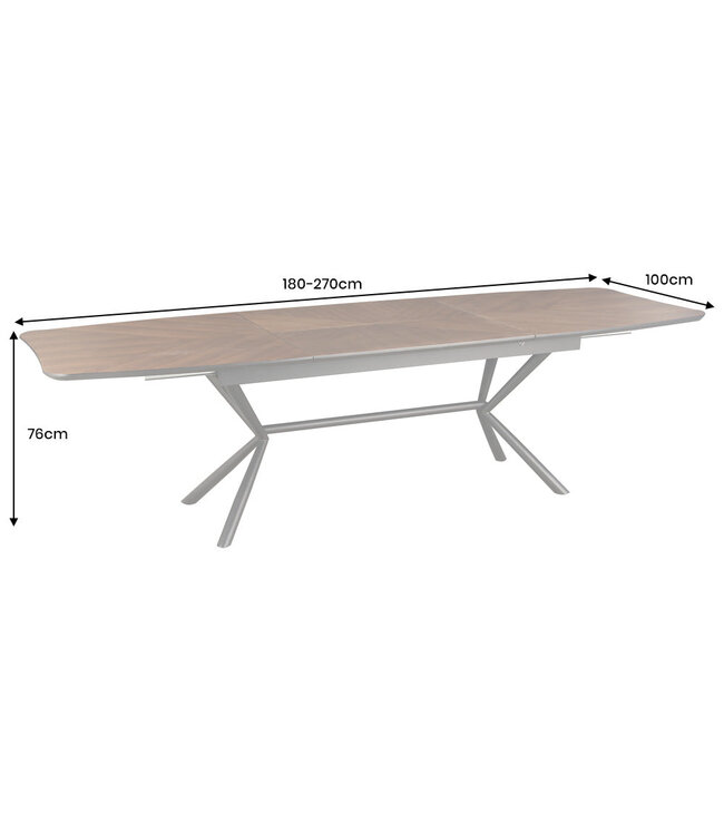 Invicta Interior Eettafel GRANDEZZA 180-270 cm uitschuifbaar, natuurlijke walnootlook met zwart metalen frame - 46568