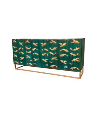 Invicta Interior Dressoir GOLDEN LAGOON 180 cm 3D mangohout turquoise metaal goud - 46200