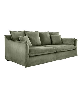 Invicta Interior Sofa HEAVEN 200cm 3-zitsbank met pocketvering, afneembare hoes met koord, groen - 46107