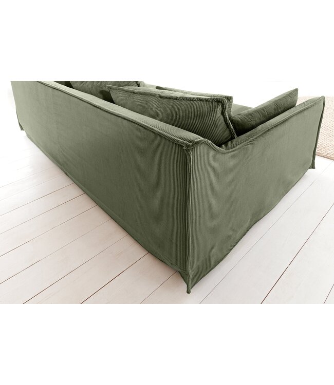 Invicta Interior Sofa HEAVEN 200cm 3-zitsbank met pocketvering, afneembare hoes met koord, groen - 46107