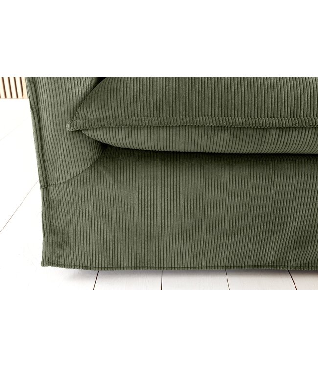 Invicta Interior Sofa HEAVEN 200cm 3-zitsbank met pocketvering, afneembare hoes met koord, groen - 46107