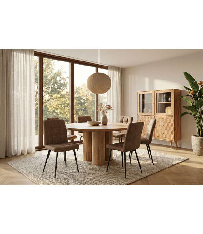 Invicta Interior Eettafel ART DECO Ø 140cm rond, massief natuurlijk mangohout - 47605