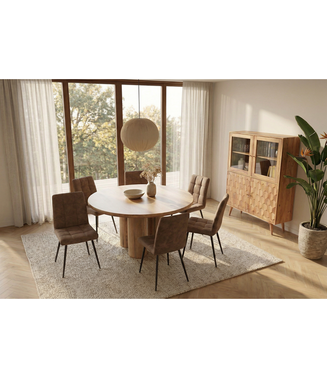 Invicta Interior Eettafel ART DECO Ø 140cm rond, massief natuurlijk mangohout - 47605