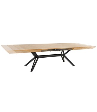 Invicta Interior GIANT eettafel 200-320 cm, uitschuifbaar, natuurlijke eikenhouten look met zwart metalen frame - 46566