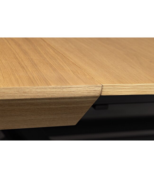 Invicta Interior GIANT eettafel 200-320 cm, uitschuifbaar, natuurlijke eikenhouten look met zwart metalen frame - 46566