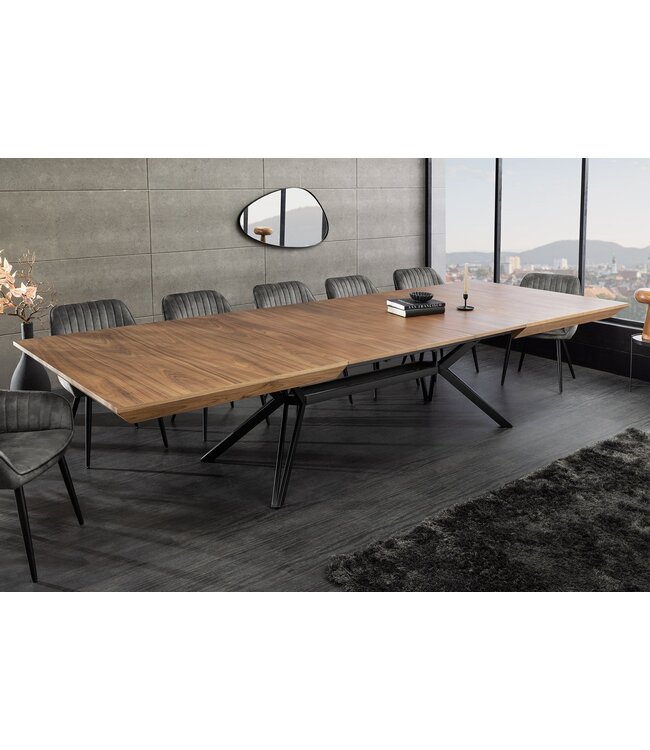 Invicta Interior GIANT eettafel 200-320 cm, uitschuifbaar, natuurlijke walnoothouten look met zwart metalen frame - 46567