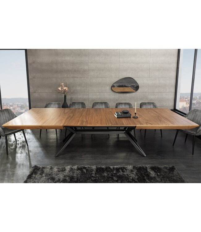 Invicta Interior GIANT eettafel 200-320 cm, uitschuifbaar, natuurlijke walnoothouten look met zwart metalen frame - 46567