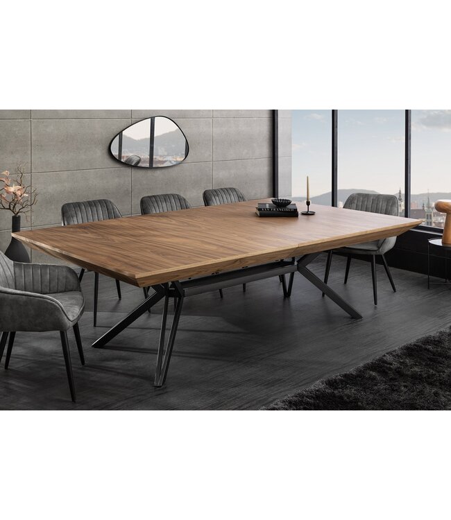 Invicta Interior GIANT eettafel 200-320 cm, uitschuifbaar, natuurlijke walnoothouten look met zwart metalen frame - 46567