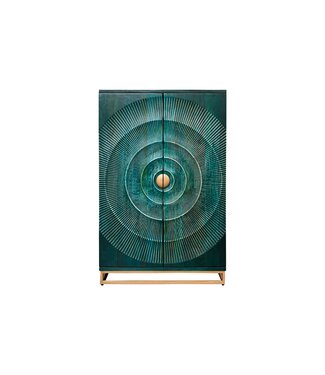 Invicta Interior Barkast GOLDEN SUNSET 140cm 3D mangohout turquoise handgemaakt - 48526