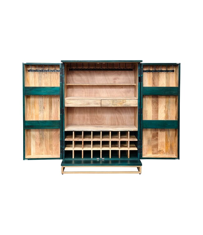 Invicta Interior Barkast GOLDEN SUNSET 140cm 3D mangohout turquoise handgemaakt - 48526