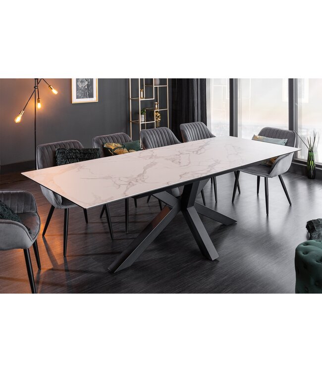 Invicta Interior Eettafel ETERNITY 180-225 cm marmerlook keramiek met gehard glas - 6541218