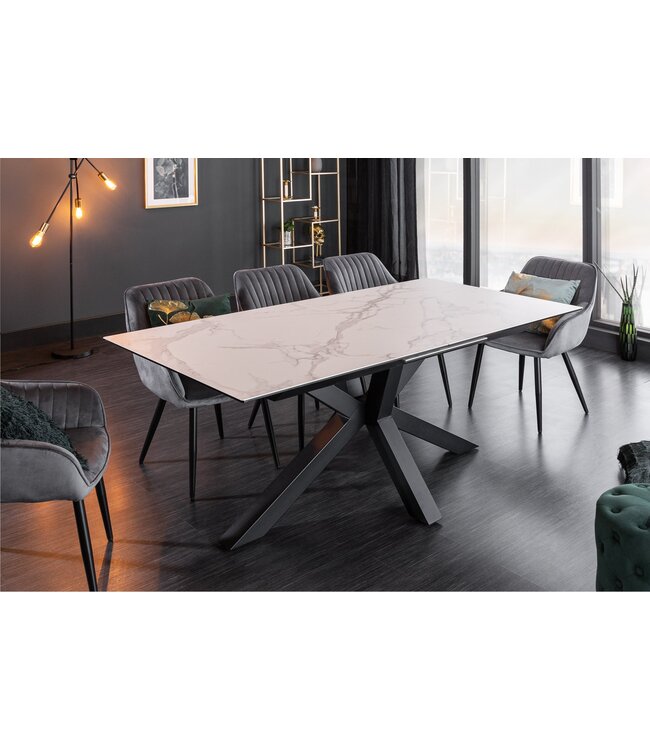 Invicta Interior Eettafel ETERNITY 180-225 cm marmerlook keramiek met gehard glas - 6541218