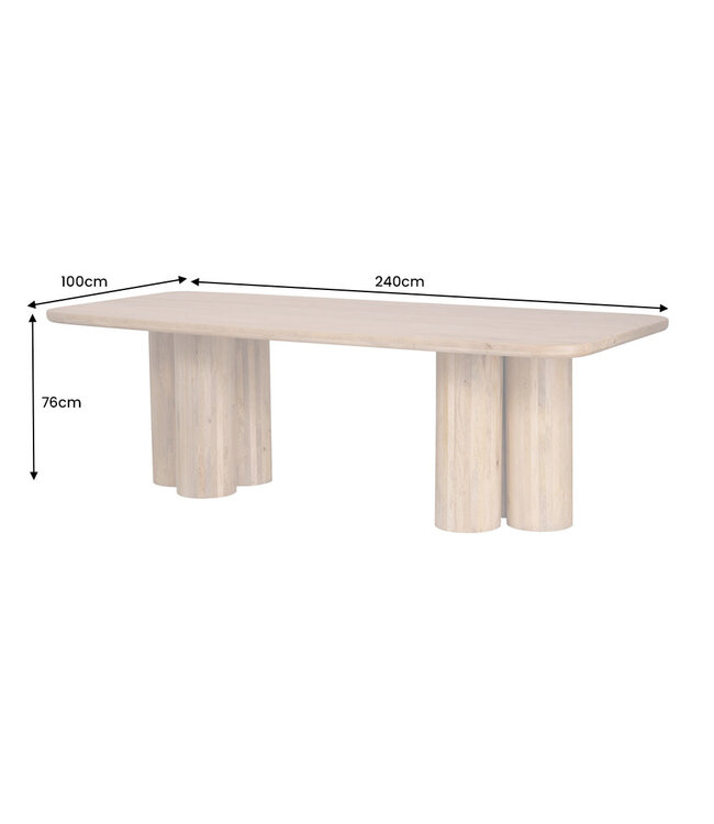 Invicta Interior Eettafel ART DECO 240 cm mangohout naturel - 47604